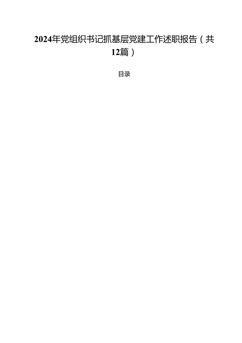 2024年党组织书记抓基层党建工作述职报告（合计12份）.docx_第1页