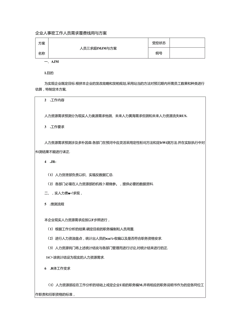 企业人事部工作人员需求预测细则与方案.docx_第1页
