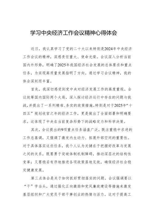 八篇中央经济工作会议学习心得体会2024版.docx