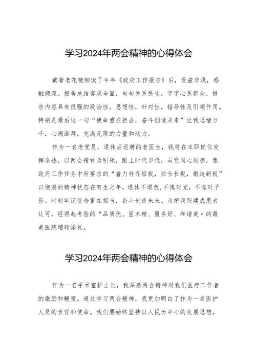 医院2024年两会精神的心得体会研讨发言十篇.docx