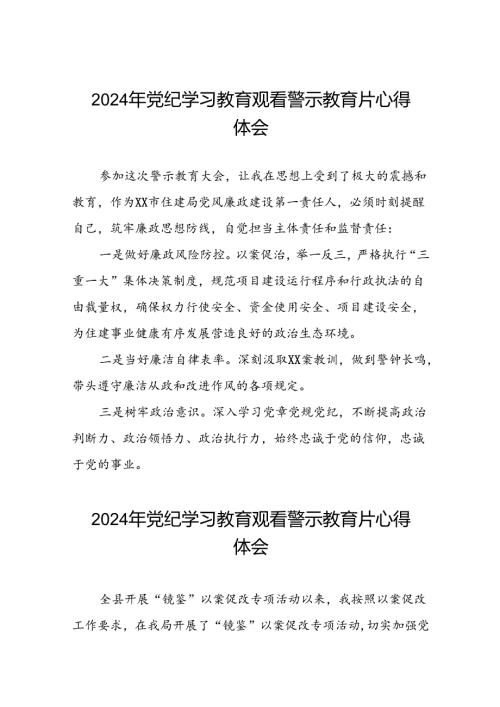 党员干部2024年党纪学习教育观看警示教育片心得体会发言材料13篇.docx
