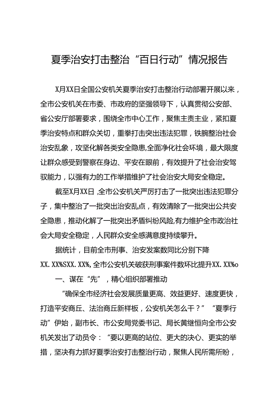2024年公安机关夏季治安打击整治行动情况报告(十篇).docx_第1页