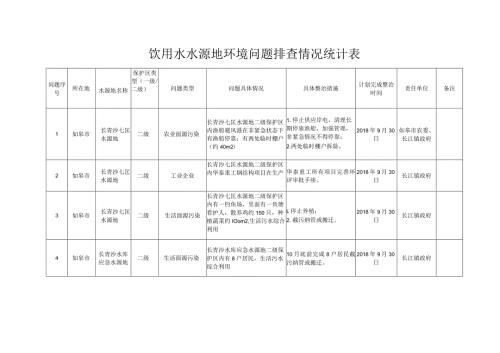 饮用水水源地环境问题排查情况统计表.docx