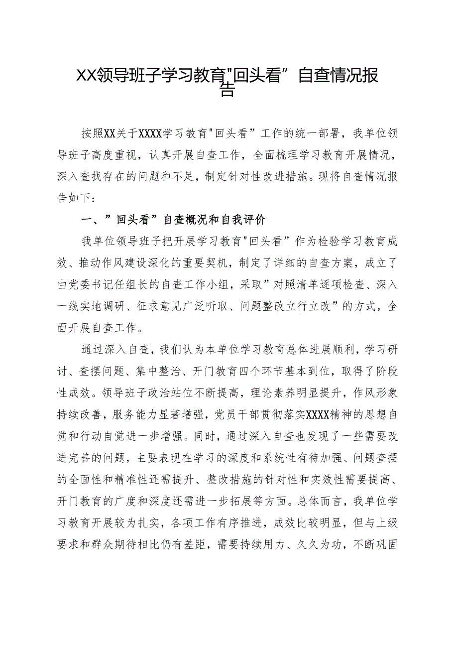 通用版2025年学习教育“回头看”情况汇报(合集）.docx_第1页