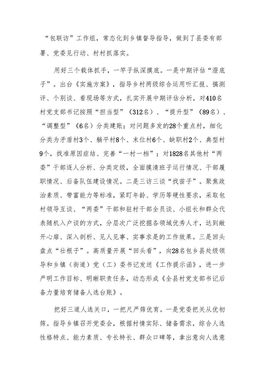 2024年村党支部书记后备力量培育储备工作专题推进会上的汇报发言范文.docx_第2页