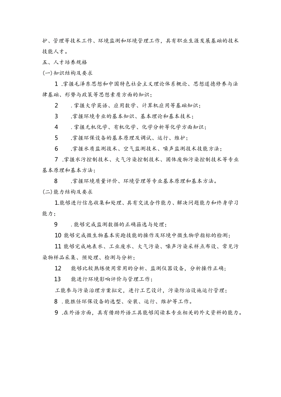 《环境监测与治理技术》专业人才培养方案.docx_第2页