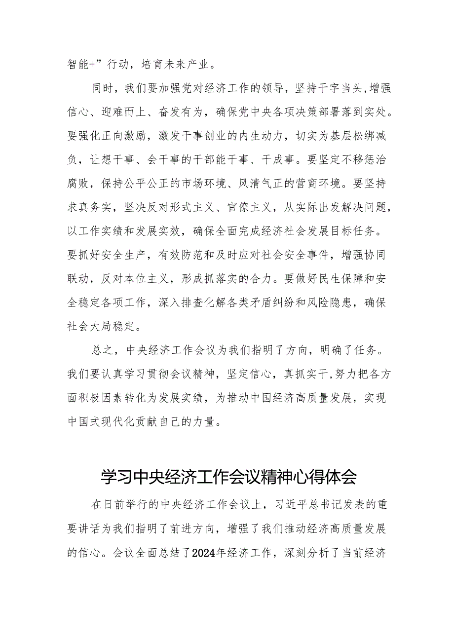 2024年学习贯彻中央经济工作会议精神专题学习心得体会十篇.docx_第3页