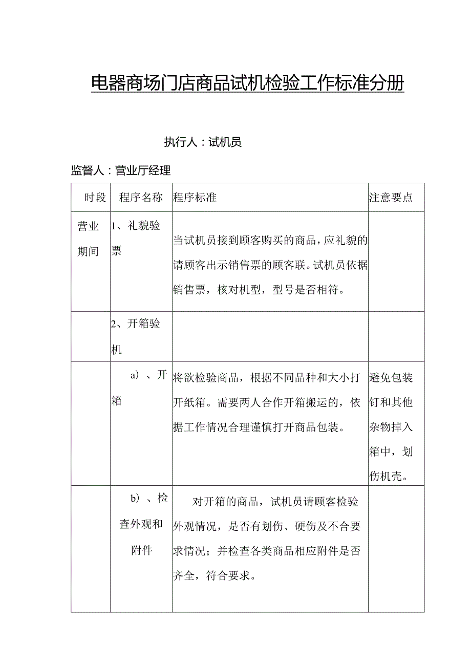 电器商场门店商品试机检验工作标准分册.docx_第1页