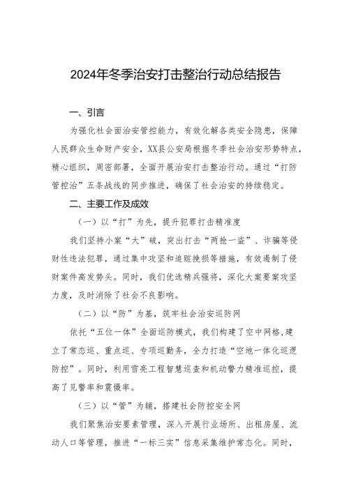 公安局关于2024年冬季治安打击整治行动工作总结11篇.docx