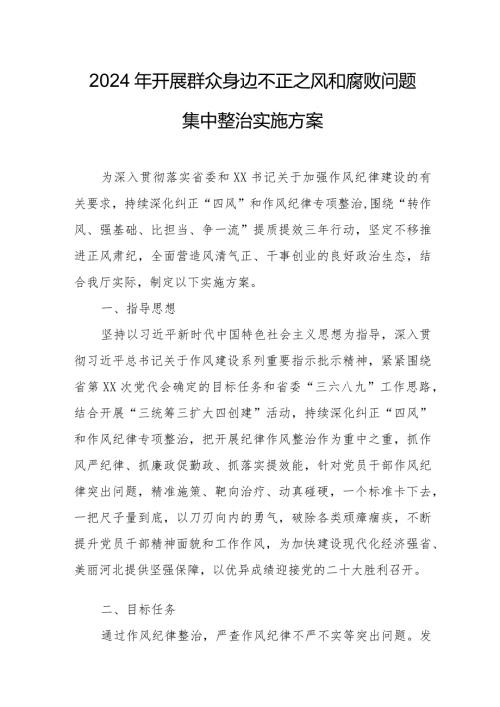 2024年高新区开展群众身边不正之风和腐败问题集中整治专项方案 （5份）.docx