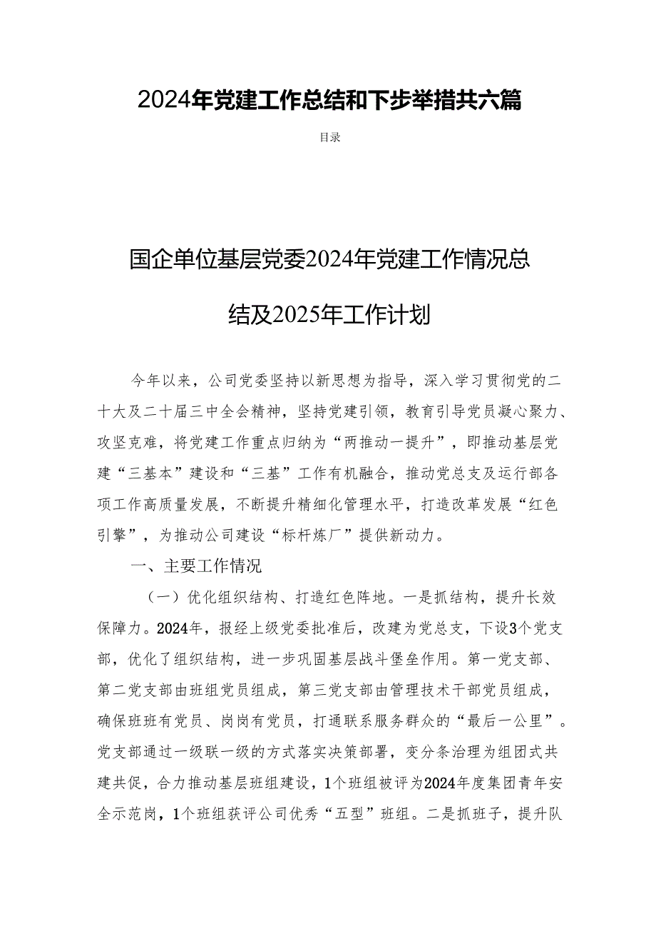 2024年党建工作总结和下步举措共六篇.docx_第1页