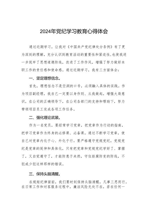 2024党纪学习教育活动的心得体会十三篇.docx