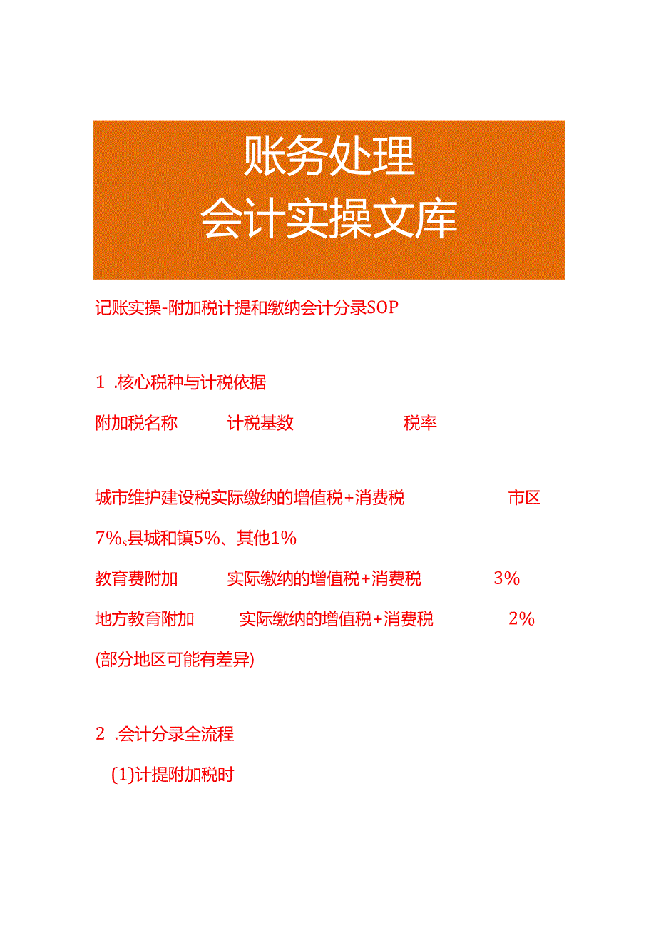 记账实操-附加税计提和缴纳会计分录SOP.docx_第1页