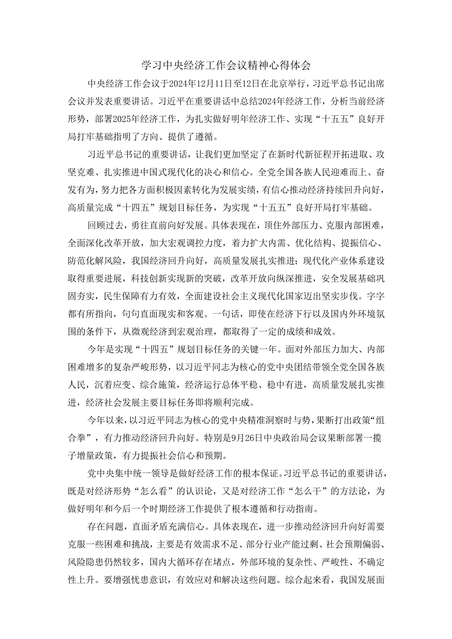 学习2025经济工作会议精神心得体会05.docx_第1页