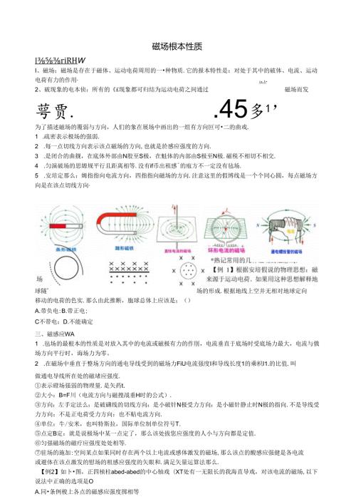 磁场+带电导体在磁场中受力知识点梳理加典型例题+随堂练习(经典).docx