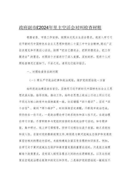 政府副市长2024年民主生活会对照检查材料.docx