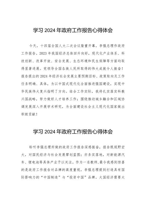 学习《2024年政府工作报告》心得感悟40篇.docx