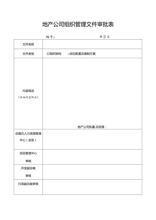 地产公司组织管理文件审批表.docx