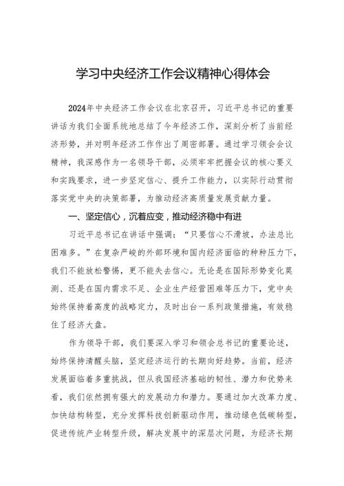 十二篇领导干部关于学习贯彻2024年中央经济工作会议精神心得体会.docx