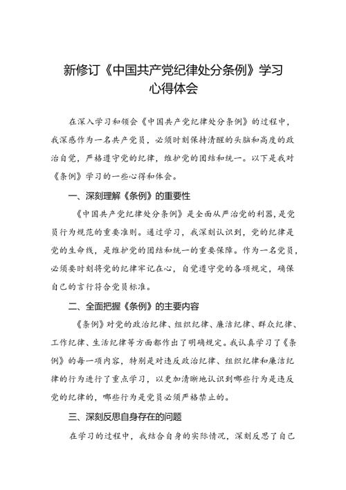 2024年新修订中国共产党纪律处分条例心得体会优秀发言稿八篇.docx