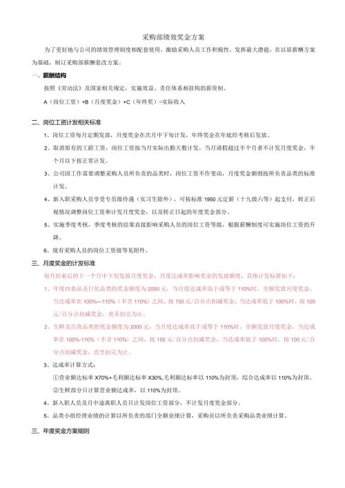 采购部奖金套方案（范本3个）.docx