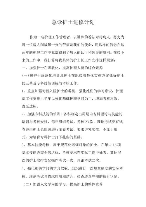急诊护士进修计划.docx