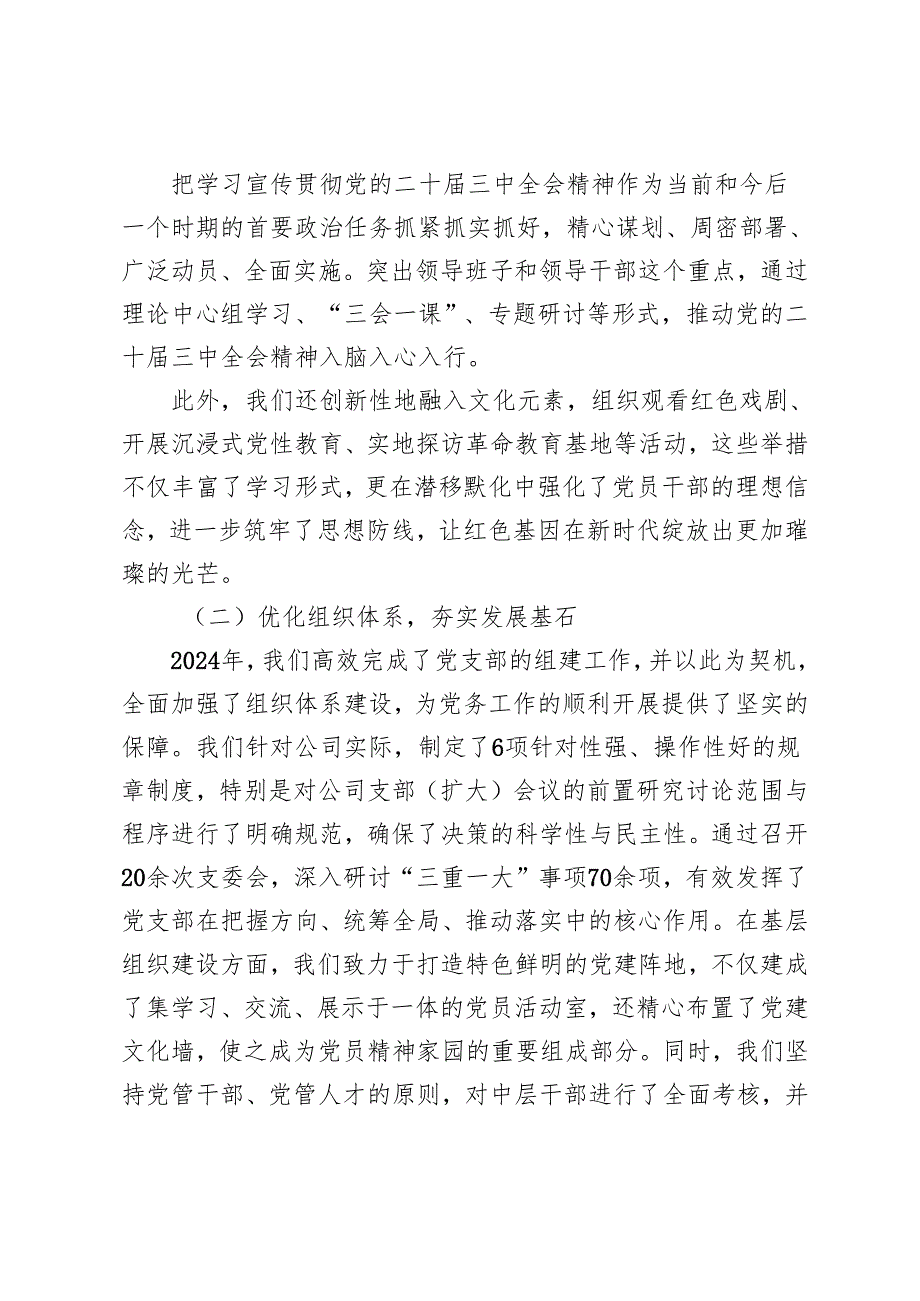 2024年党支部工作总结+支部2024党建工作总结和2025年工作计划.docx_第2页