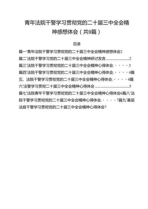 （9篇）青年法院干警学习贯彻党的二十三中全会精神感想体会范文.docx