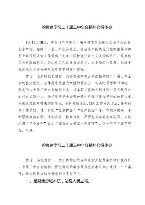 (六篇)检察官学习二十三中全会精神心得体会范文.docx