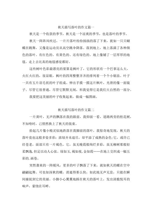 描写天落叶的精选作文（通用4篇）.docx