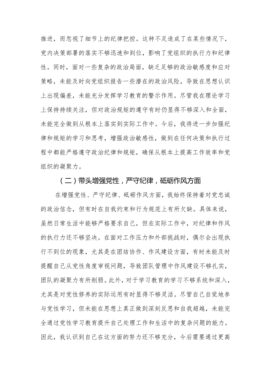 2024专题民主生活个人发言材料（四个带头）范文.docx_第2页