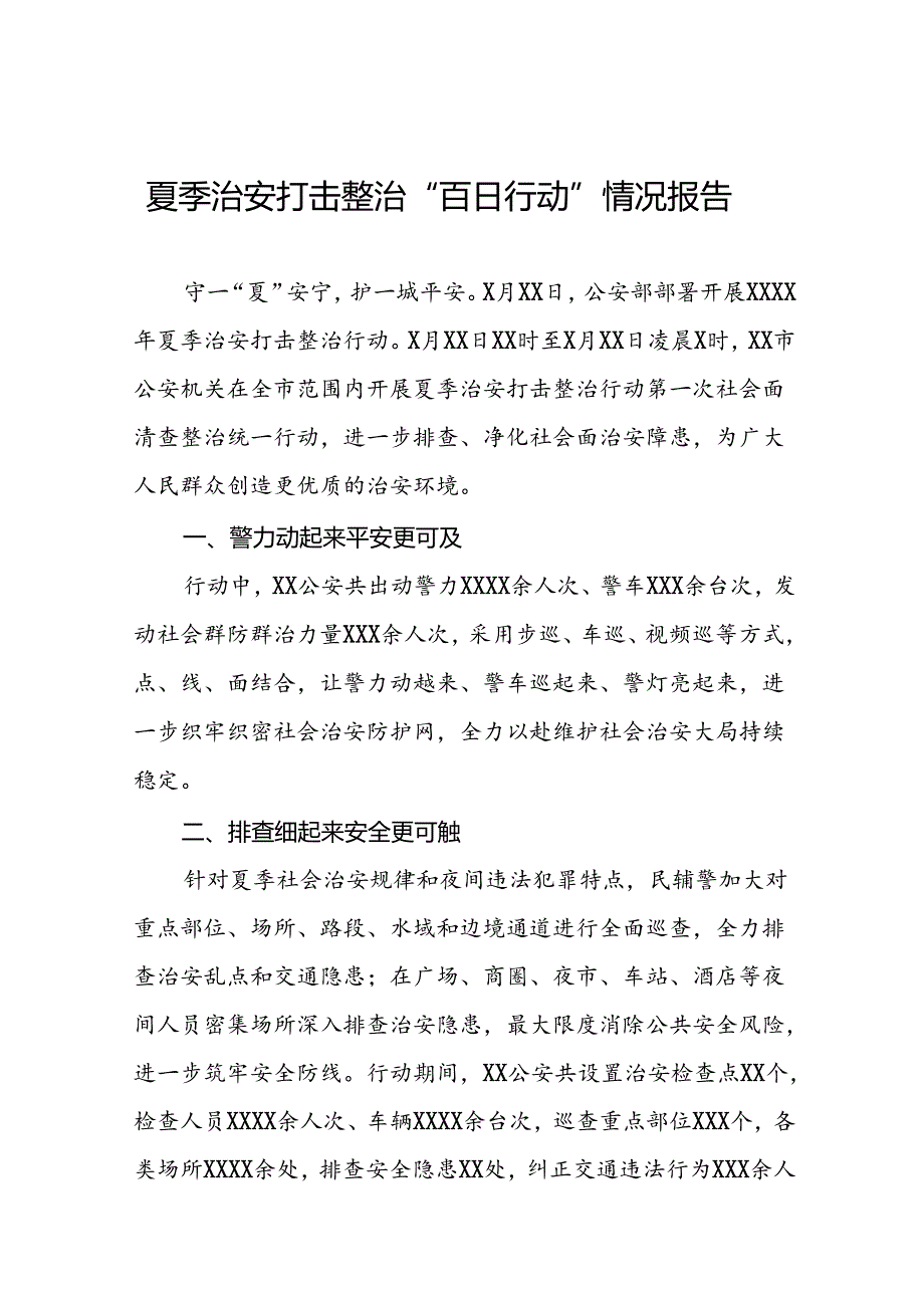 十二篇2024年夏季治安打击整治行动情况报告.docx_第1页
