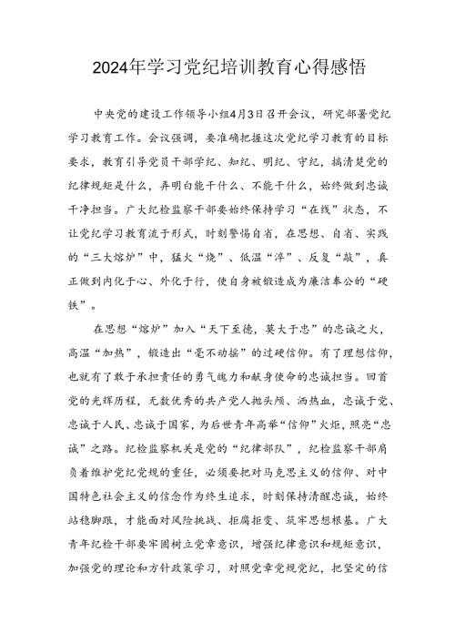 开展2024年《党纪学习教育》心得体会 （3份）.docx