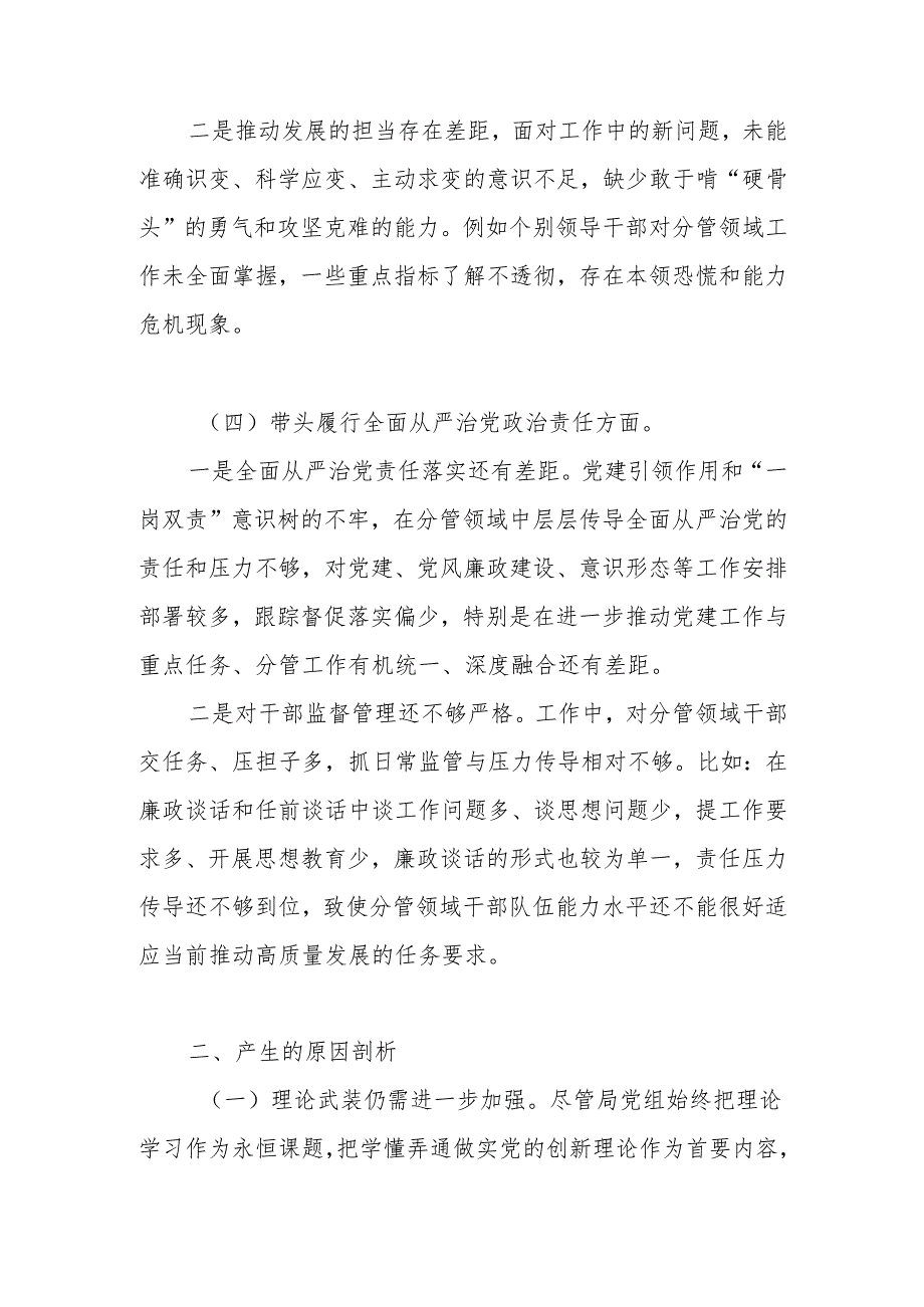 2025民主生活会领导班子对照检查材料（“四个带头”）.docx_第3页