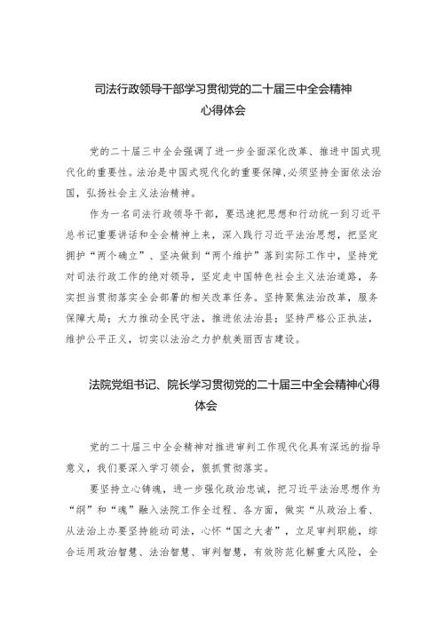 司法行政领导干部学习贯彻党的二十三中全会精神心得体会（共8篇）.docx