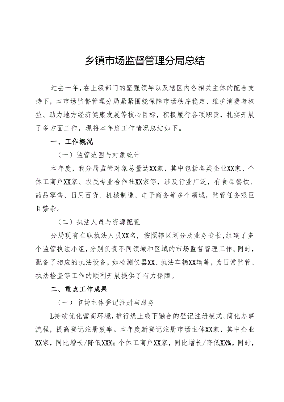 乡镇市场监督管理分局总结.docx_第1页