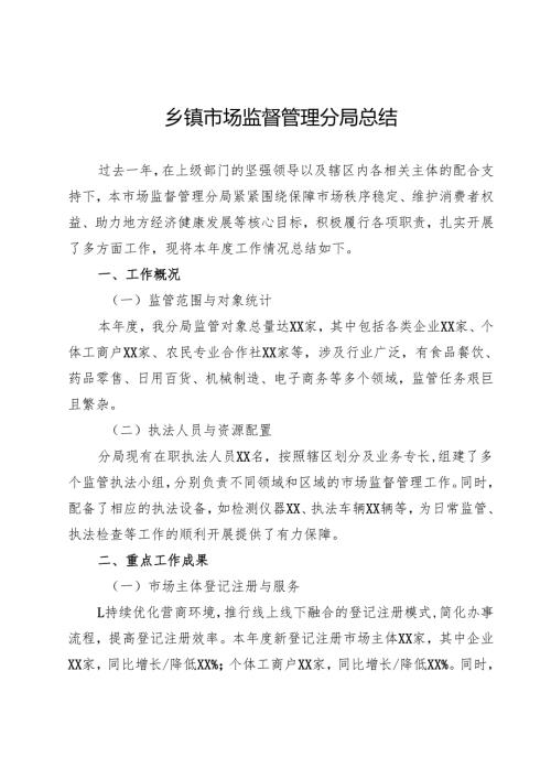 乡镇市场监督管理分局总结.docx