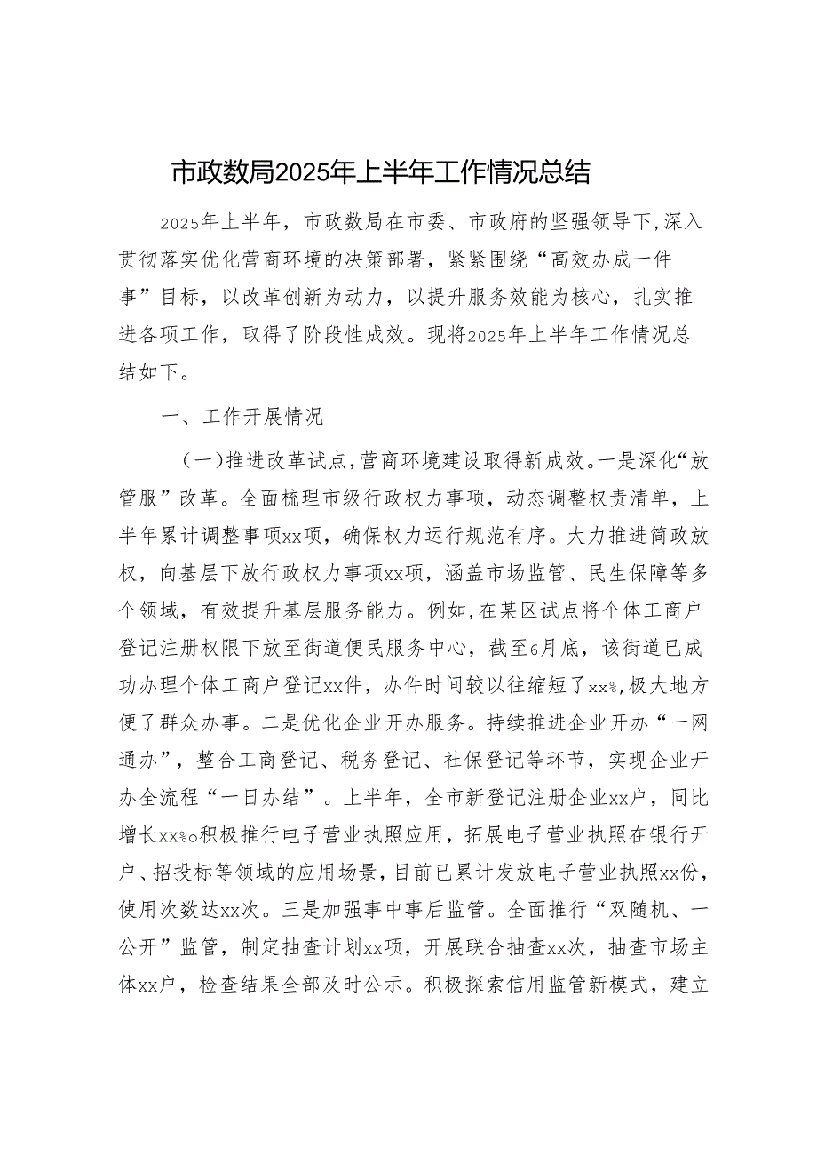市政数局2025年上半年工作情况总结.docx_第1页