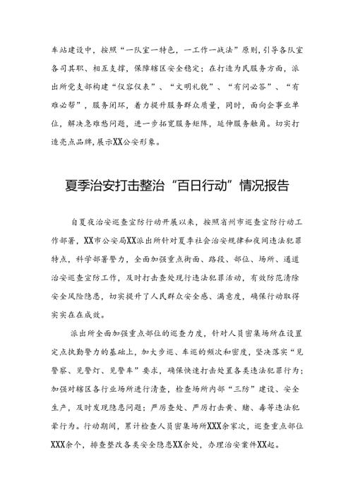 九篇2024年公安局开展夏季治安打击整治行动工作总结.docx