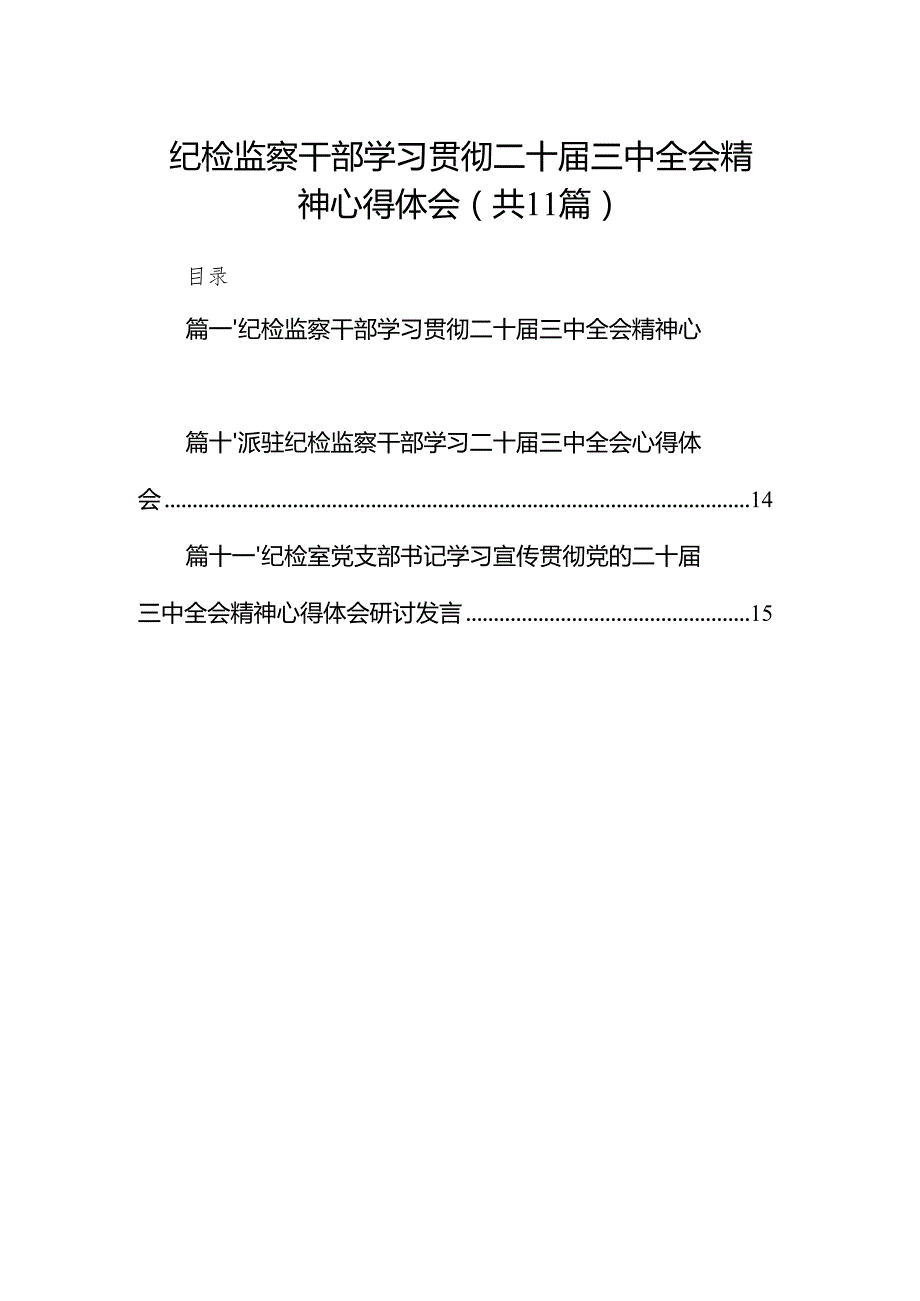 （11篇）纪检监察干部学习贯彻二十三中全会精神心得体会（最新版）.docx_第1页
