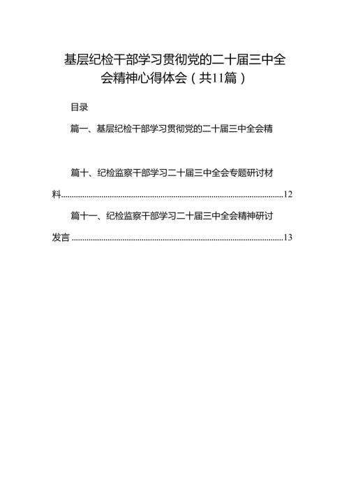 （11篇）基层纪检干部学习贯彻党的二十三中全会精神心得体会范文.docx