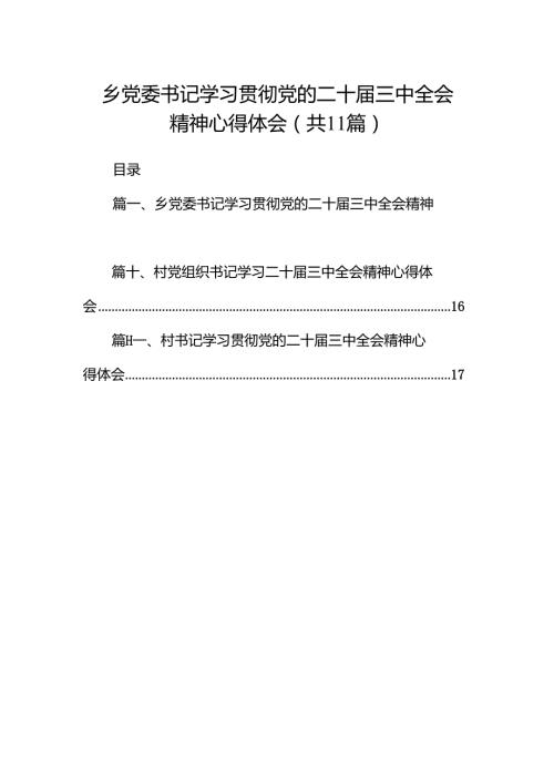（11篇）乡党委书记学习贯彻党的二十三中全会精神心得体会范文.docx
