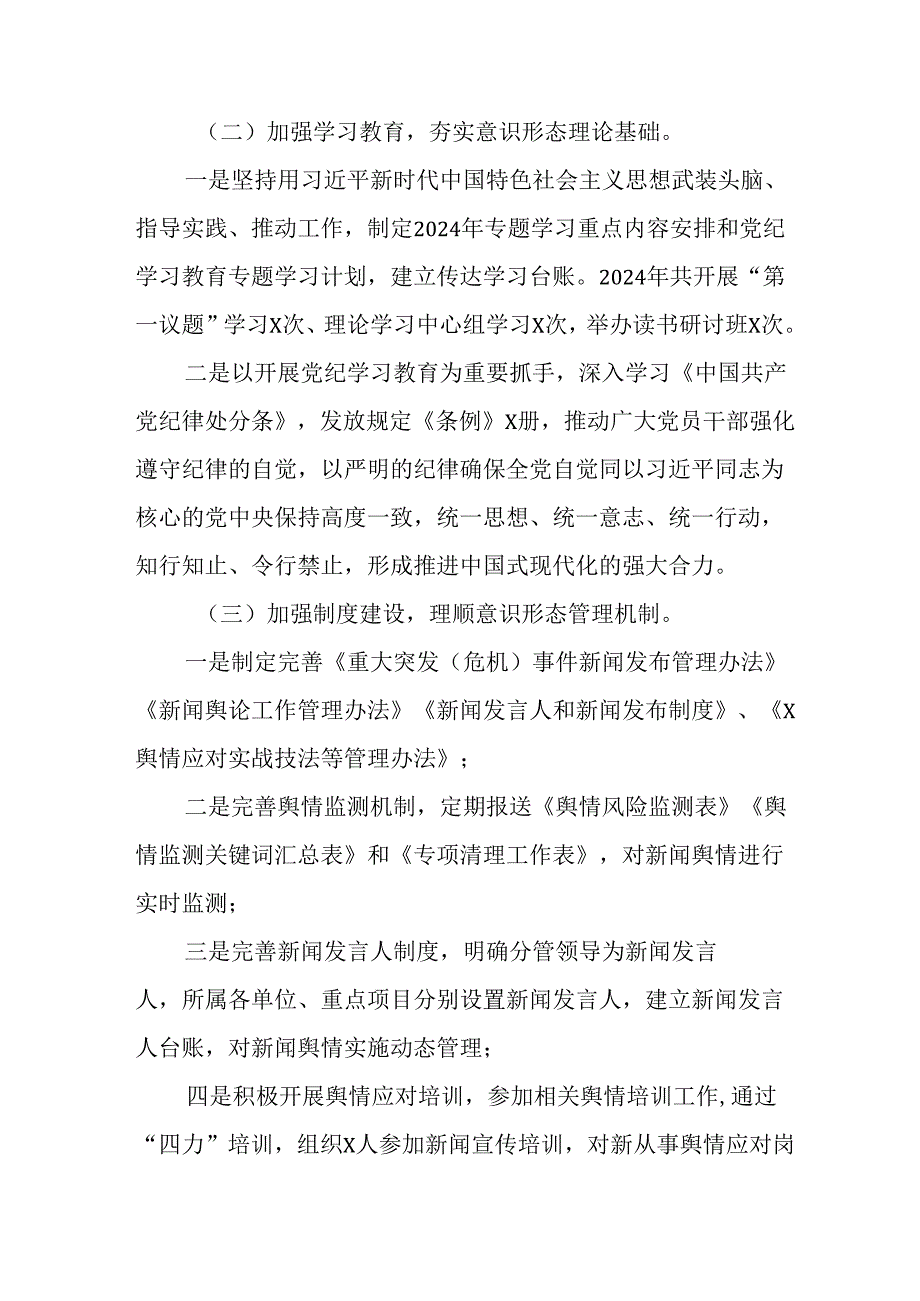 2024年公司《党支部意识形态情况》年终总结报告汇编6份.docx_第2页