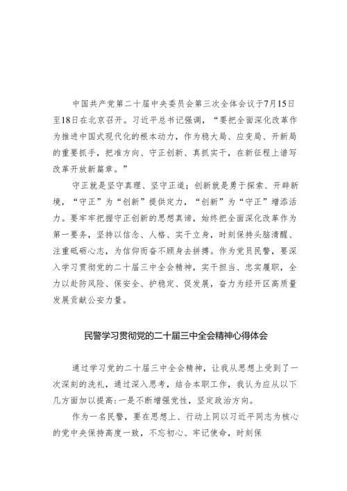 （9篇）党员民警学习党的二十三中全会精神心得体会范文.docx
