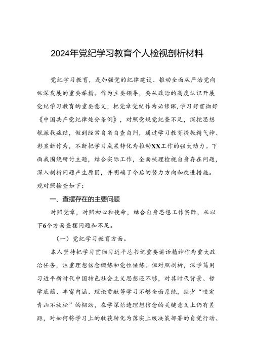 2024党纪学习教育专题民主生活会问题查摆对照检查检视发言材料十七篇.docx