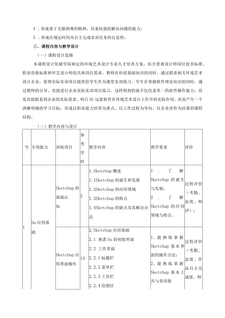 《园林景观电脑表现（SU+PS）》课程教学标准.docx_第3页