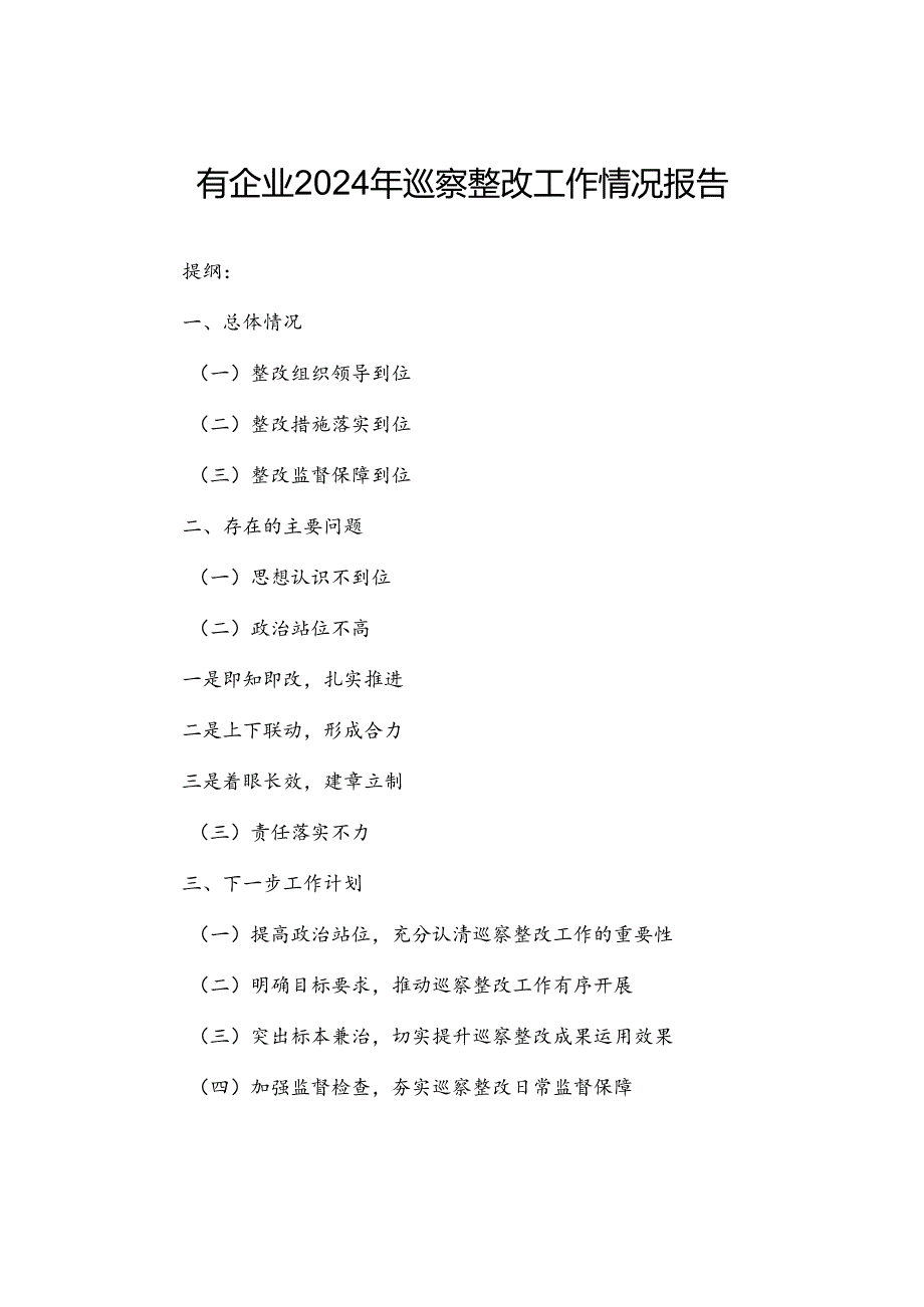 国有企业2024年巡察整改工作情况报告.docx_第1页