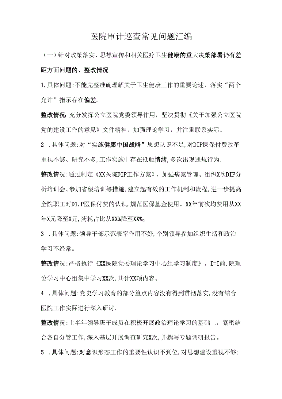 医院审计巡查常见问题汇编.docx_第1页