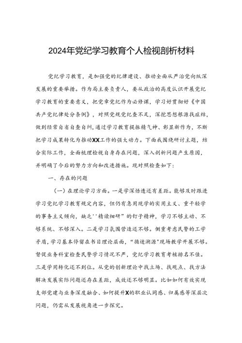四篇2024党纪学习教育专题民主生活会问题对照检查检视材料.docx