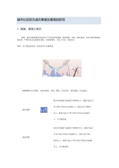 城市社区防灾减灾寒潮及暴雪的防范.docx